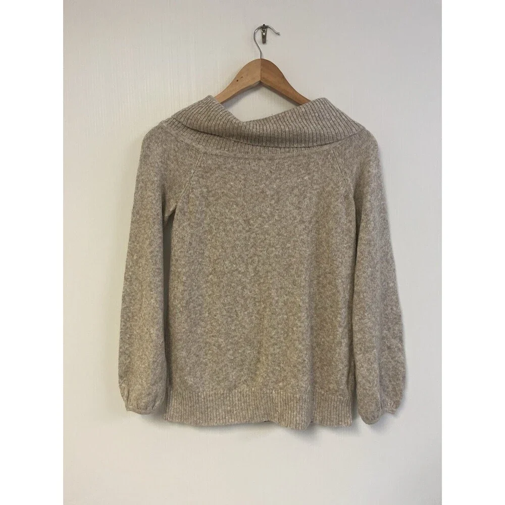 American Eagle Cozy Beige Oversized Cowl Neck Sweater Womens‎ Small Cotton blend